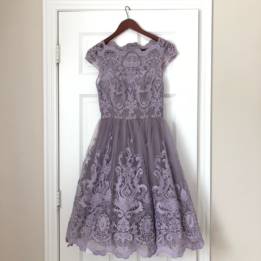 Chi chi London premium lace midi prom dress
